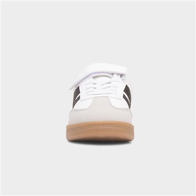 Kids White & Black Easy Fasten Trainer