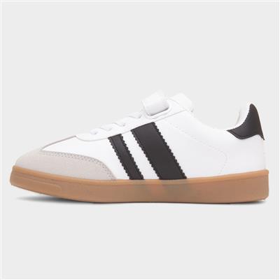 Kids White & Black Easy Fasten Trainer