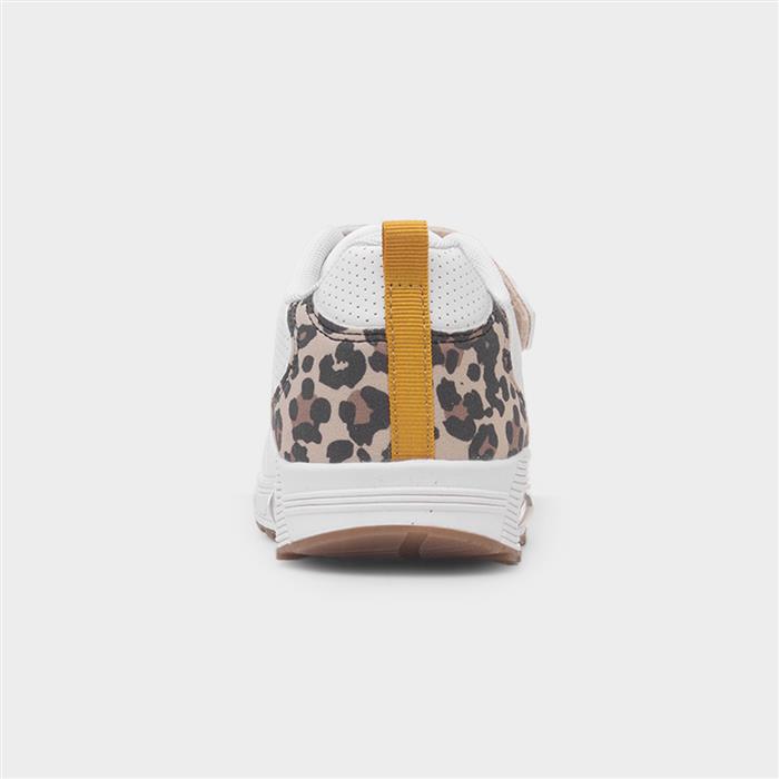 Gabby Kids White Easy Fasten Leopard Trainer
