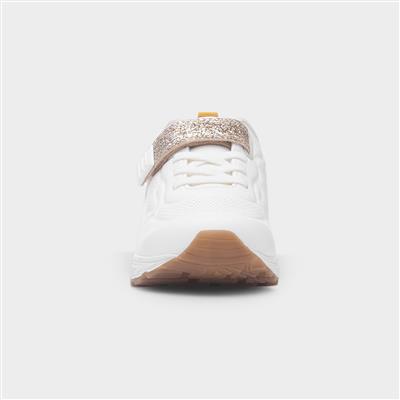 Gabby Kids White Easy Fasten Leopard Trainer