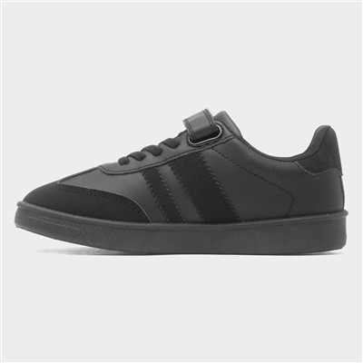 Kids' Black Easy Fasten Trainer