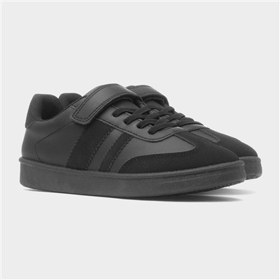 Kids' Black Easy Fasten Trainer