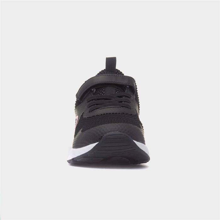 Kids Black & Pink Easy Fasten Trainer