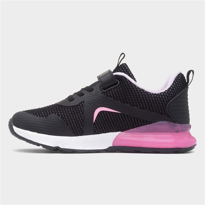 Kids Black & Pink Easy Fasten Trainer