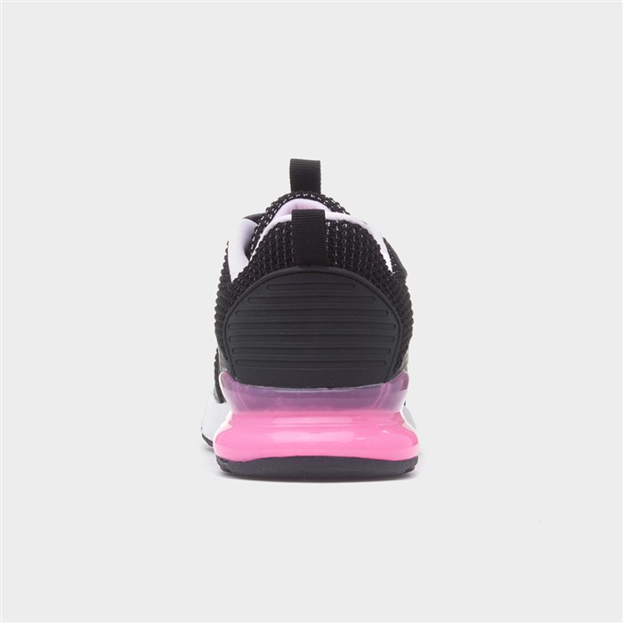 Kids Black & Pink Easy Fasten Trainer