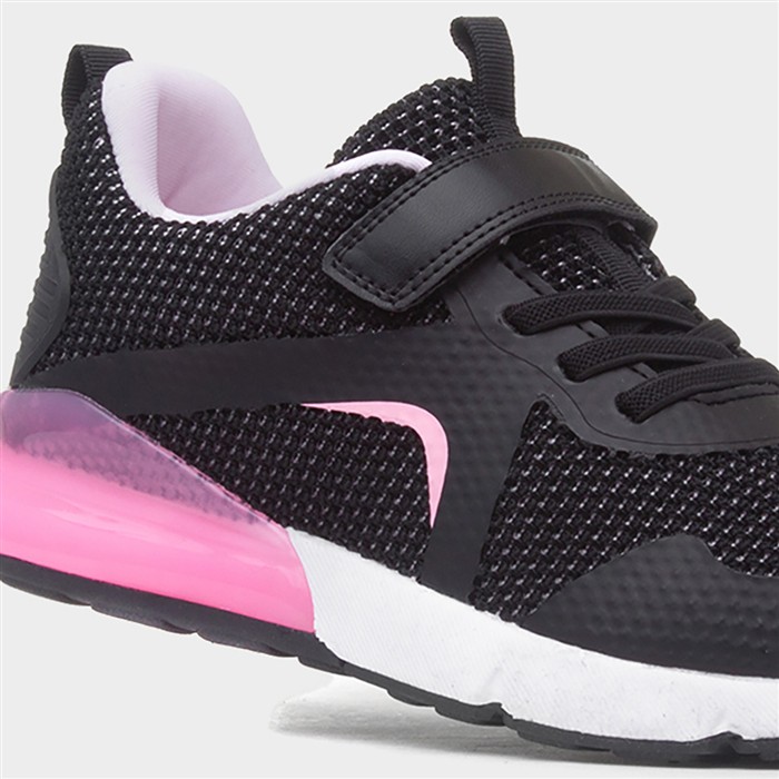 Kids Black & Pink Easy Fasten Trainer