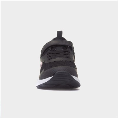 Kids Black & Pink Easy Fasten Trainer
