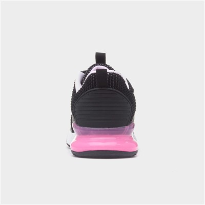 Kids Black & Pink Easy Fasten Trainer