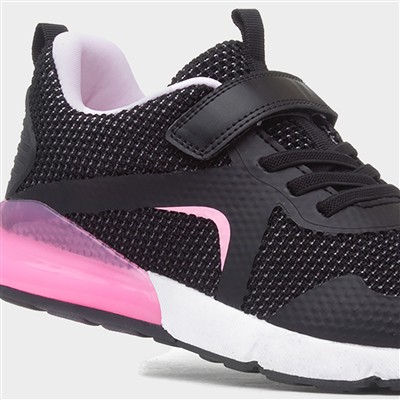 Barrents Kids Black & Pink Easy Fasten Trainer