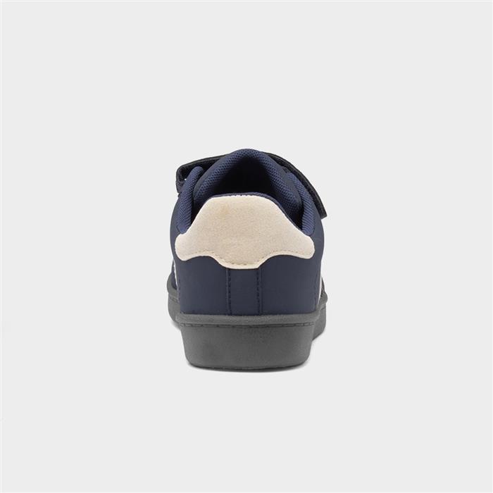 Kids Navy & Cream Easy Fasten Trainer