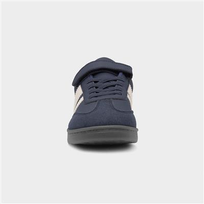 Kids Navy & Cream Easy Fasten Trainer