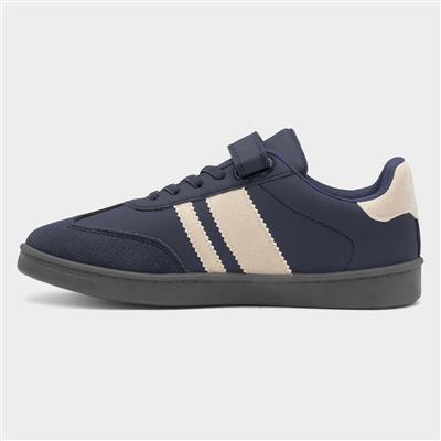 Kids Navy & Cream Easy Fasten Trainer