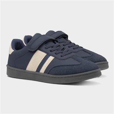 Kids Navy & Cream Easy Fasten Trainer