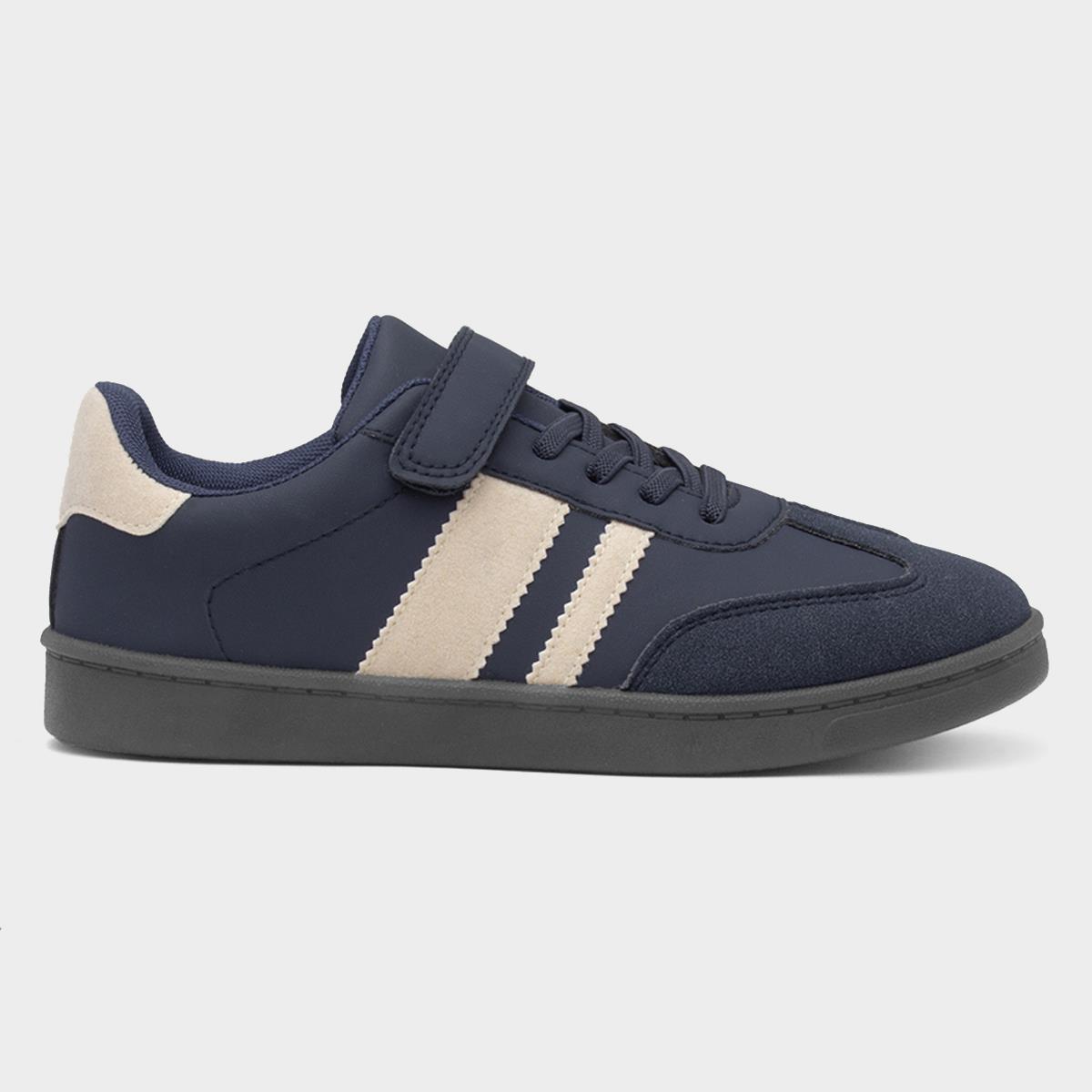 Kids Navy & Cream Easy Fasten Trainer