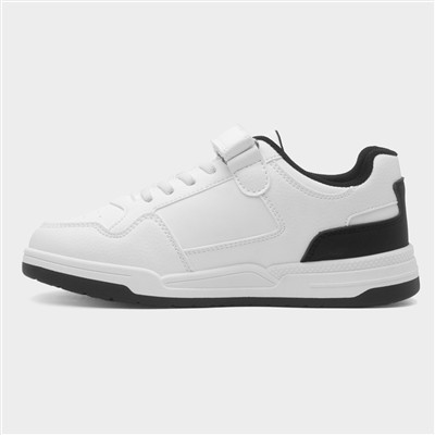 Kids White Easy Fasten Trainers