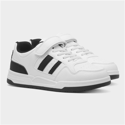 Kids White Easy Fasten Trainers