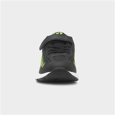 Boys Black & Lime Easy Fasten Trainer