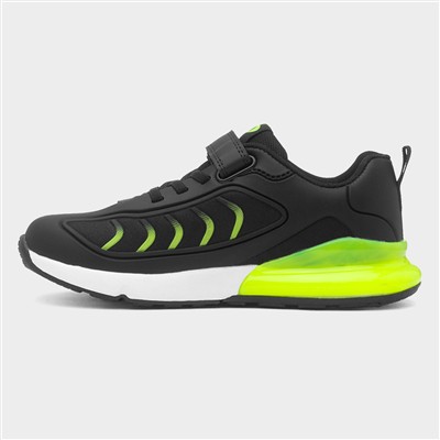 Boys Black & Lime Easy Fasten Trainer