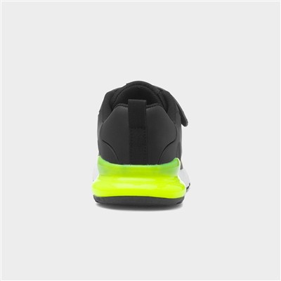 Boys Black & Lime Easy Fasten Trainer