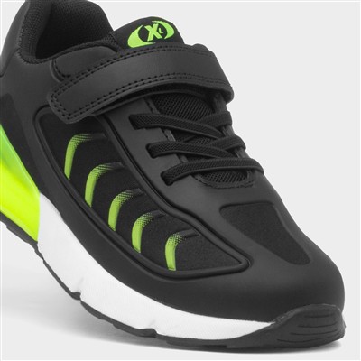 Boys Black & Lime Easy Fasten Trainer