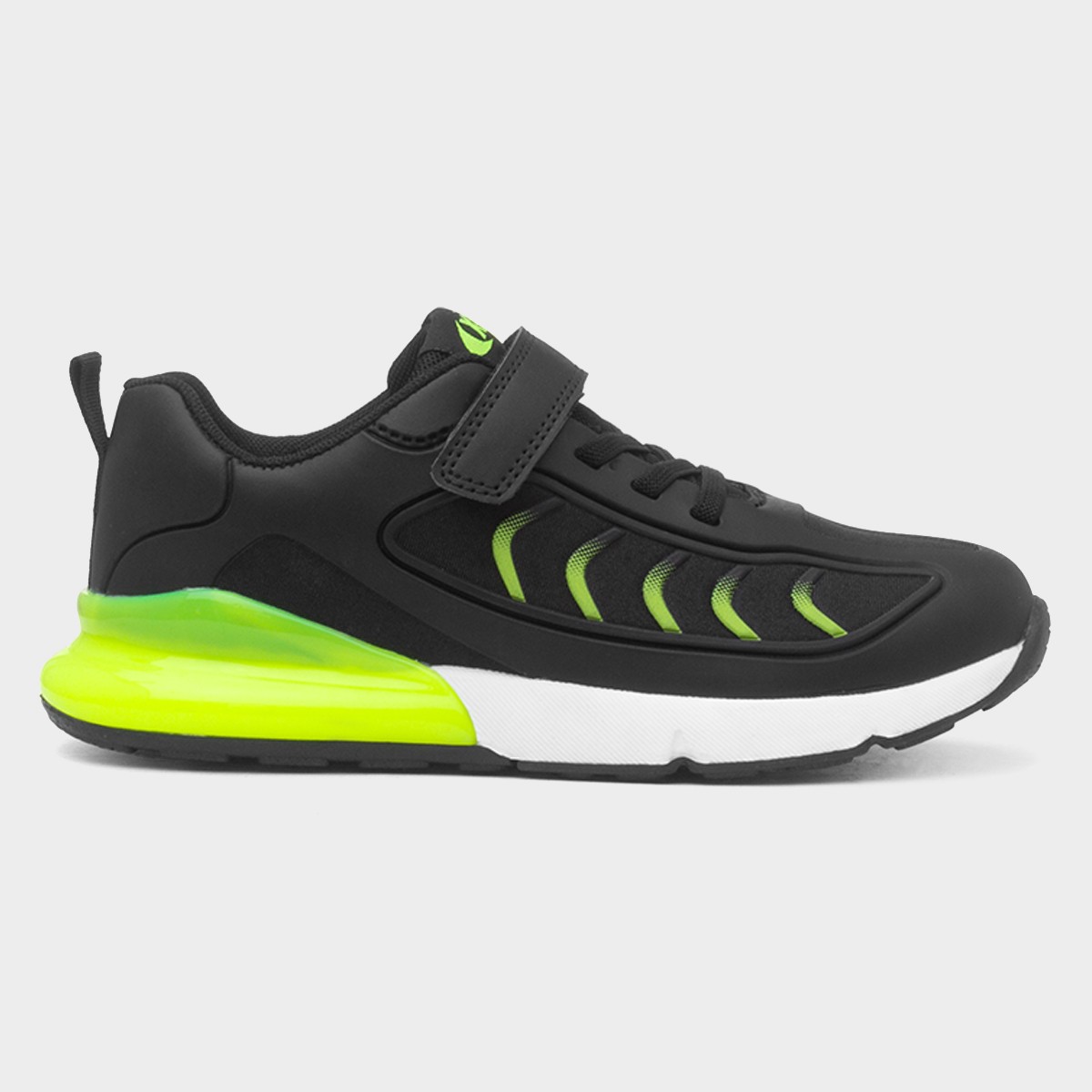 Boys Black & Lime Easy Fasten Trainer