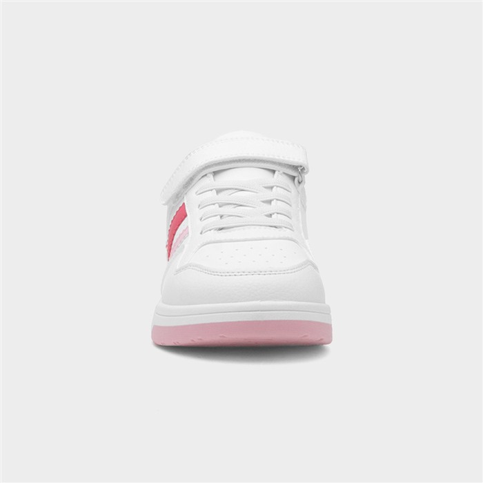 Kids White & Pink Easy Fasten Trainer