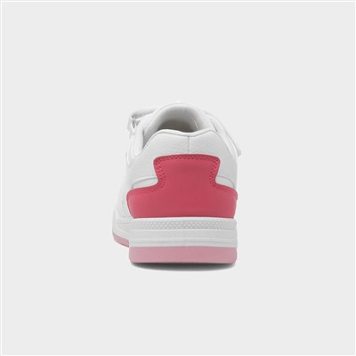 Kids White & Pink Easy Fasten Trainer