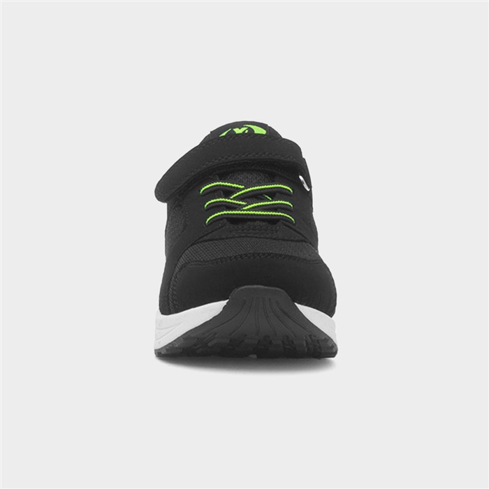 Kids Black & Lime Easy Fasten Trainer