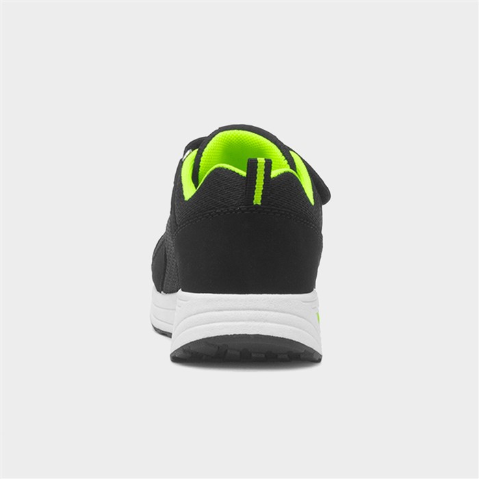 Kids Black & Lime Easy Fasten Trainer