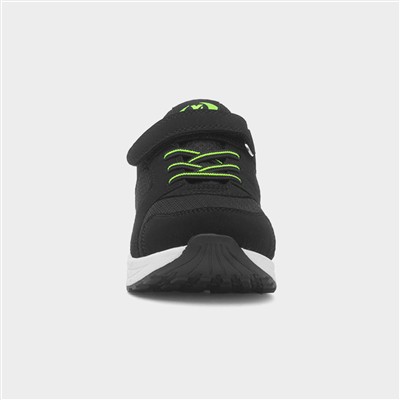 Kids Black & Lime Easy Fasten Trainer