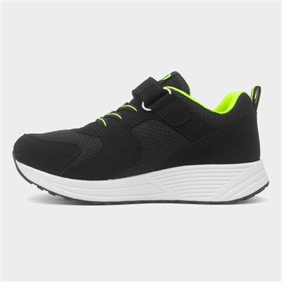 Kids Black & Lime Easy Fasten Trainer