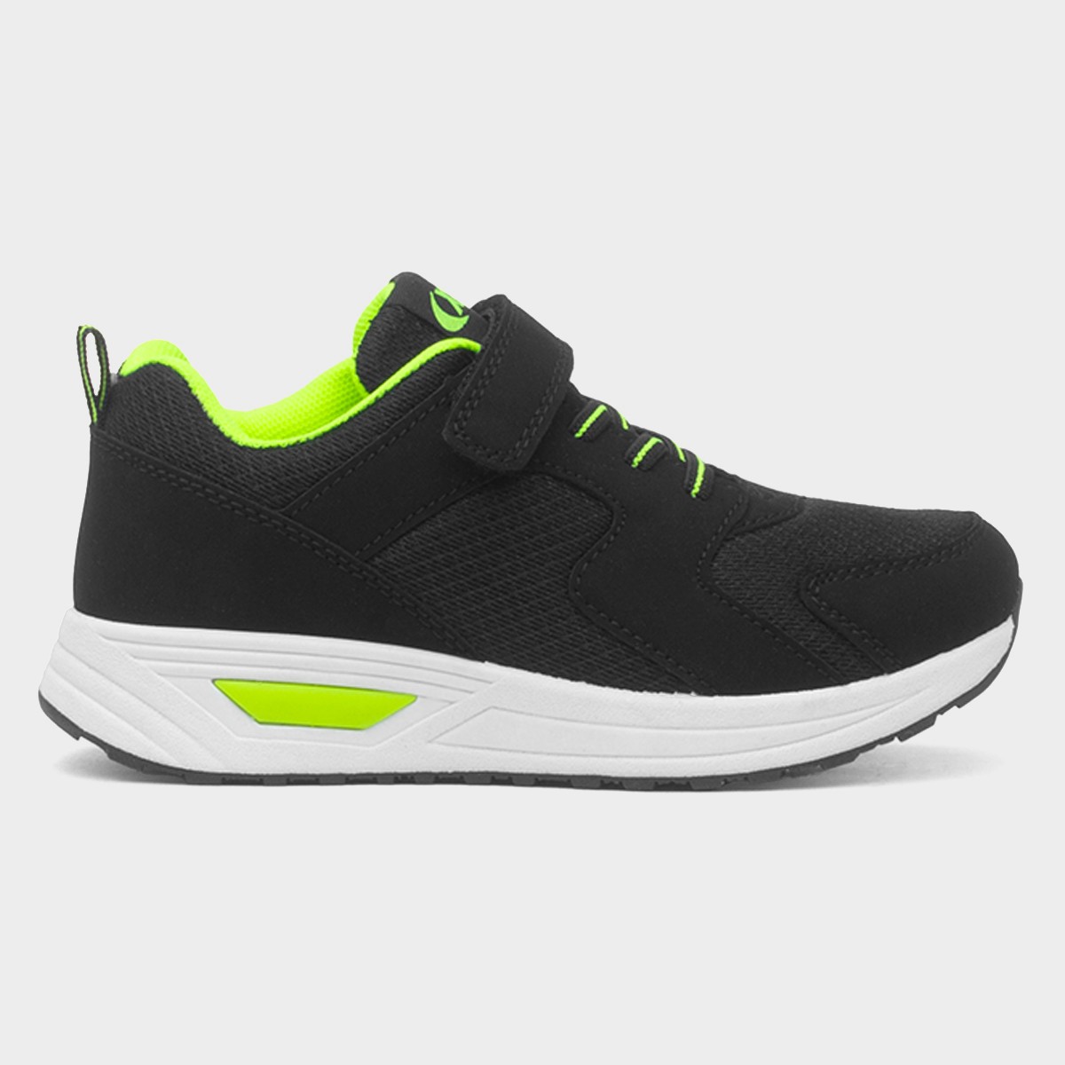 Kids Black & Lime Easy Fasten Trainer