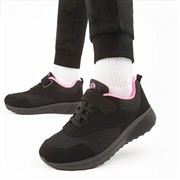 XL Kids Black & Pink Easy Fasten Trainers (Click For Details)