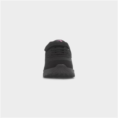 Kids Black & Pink Easy Fasten Trainers