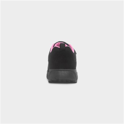 Kids Black & Pink Easy Fasten Trainers
