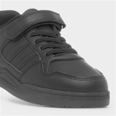 Kid's Black Easy Fasten Trainers