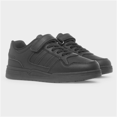 Kid's Black Easy Fasten Trainers