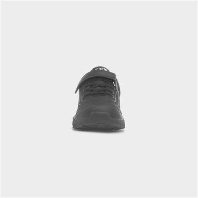 Kids Black Easy Fasten Chunky Trainer