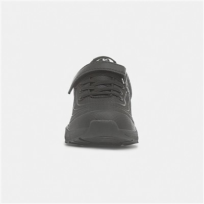 Kids Black Easy Fasten Chunky Trainer