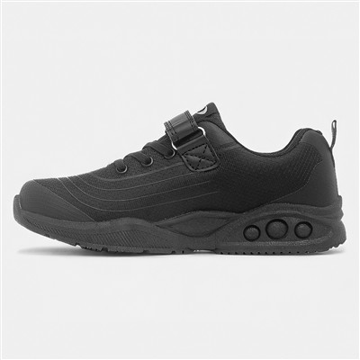 Kids Black Easy Fasten Chunky Trainer