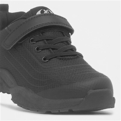 Kids Black Easy Fasten Chunky Trainer