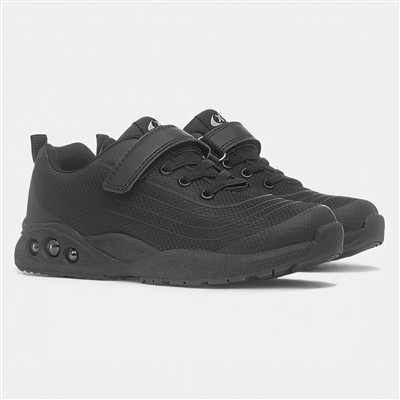 Kids Black Easy Fasten Chunky Trainer