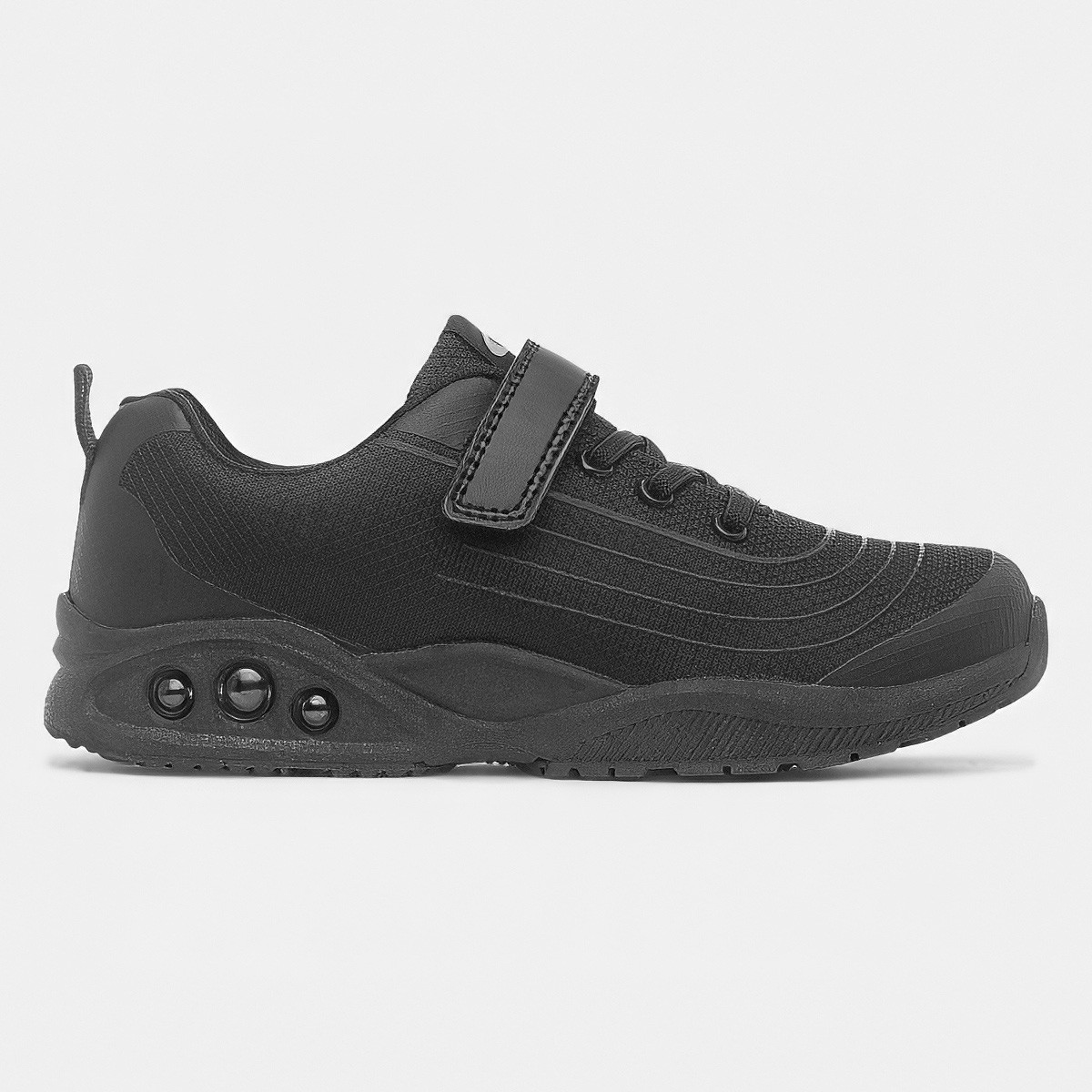 Kids Black Easy Fasten Chunky Trainer