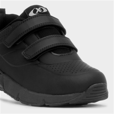 Kids Black Double Easy Fasten Trainers