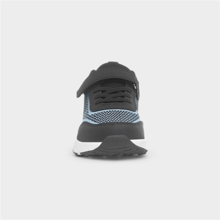 Kids Black & Grey Knitted Easy Fasten Trainer