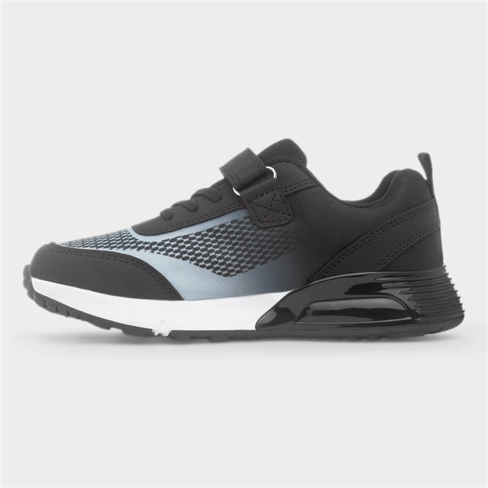 Kids Black & Grey Knitted Easy Fasten Trainer