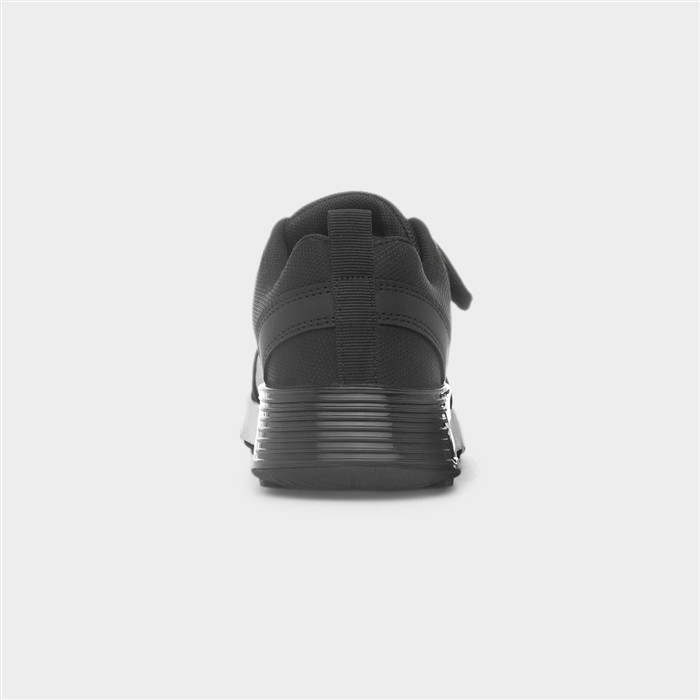 Kids Black & Grey Knitted Easy Fasten Trainer