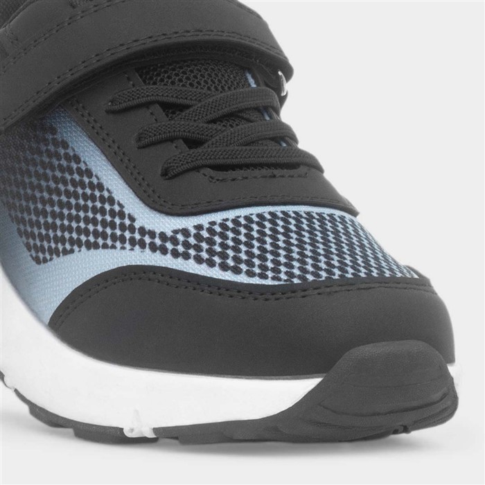 Kids Black & Grey Knitted Easy Fasten Trainer