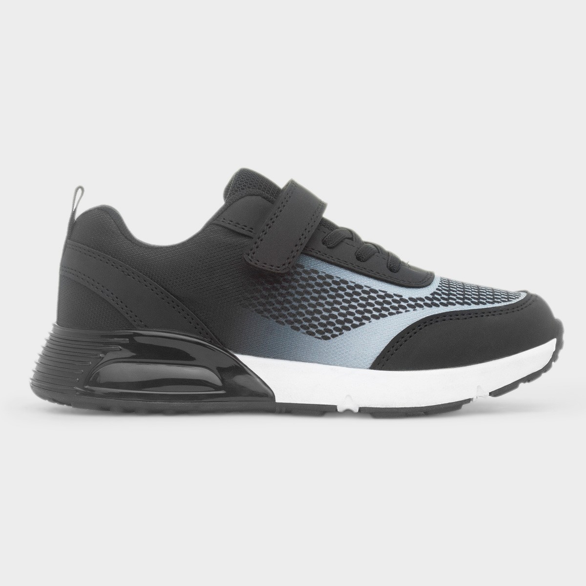 Kids Black & Grey Knitted Easy Fasten Trainer