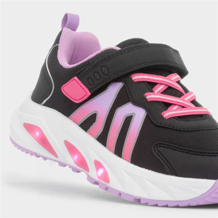 Moon Kids Black & Pink Light Up Trainer